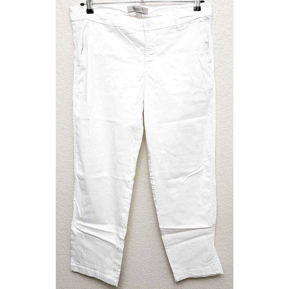 Liverpool Jean Company White Flat Front Jeans 16 Tapered Leg Lightweight Soft